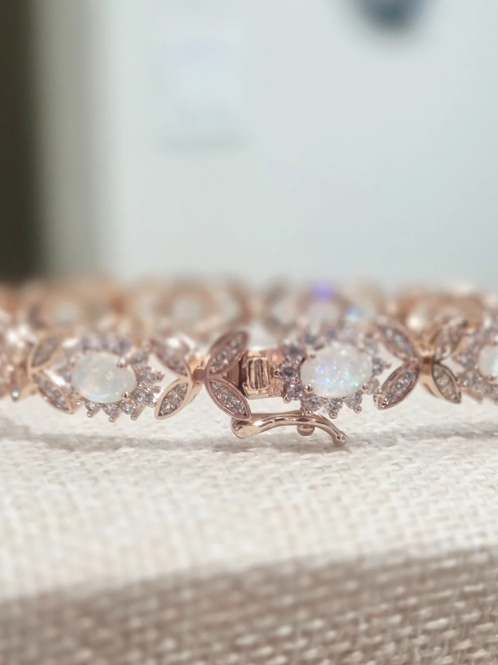 Rose Gold Opal & Cubic Zirconia Tennis Bracelet